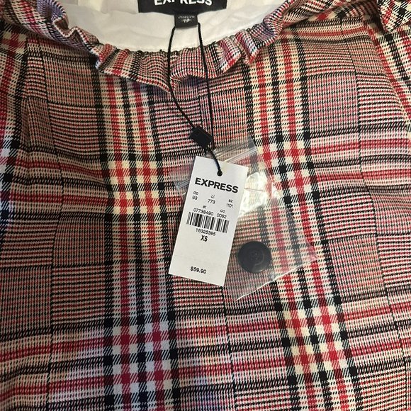 Express High Waisted Plaid Ruffle Mid-Thigh Skirt Size XS NEW NWT - Picture 5 of 5